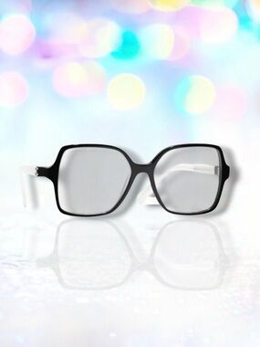 🆕💞CHANEL CC Logo Square Blue Light Sunglasses Acetate Rims • BLACK & WHITE • NWT